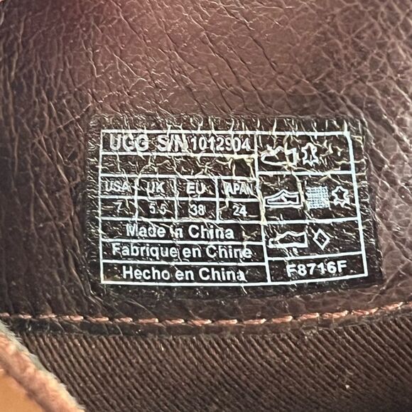 UGG Lana Brown Leather & Shearling Biker Boot, knee high, zipper & buckle size 7 - Picture 13 of 13